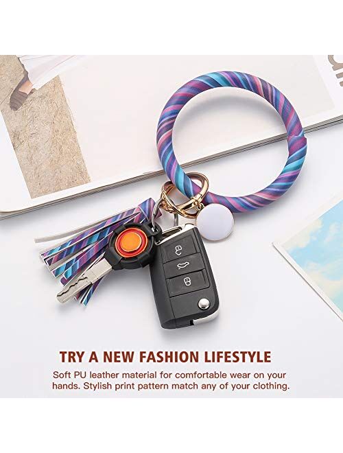 YINUO Leather Tassel Wristlet Keychain Keyring Bracelet Bangle For Women Girl