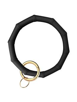 Idakekiy Key Ring Bracelets, Silicon Wristlet Keychain Circle Key Chain Ring Bangle Keyring for Women Girl