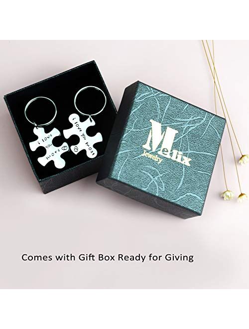 Melix Home Puzzle Piece Keychain I Love You More I Love You Most Couples Keychains Cute Couple Gifts