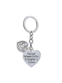 Mother's Day Gift Love Between Mother Daughter is Forever Double Heart Key Chain Ring for Family Women