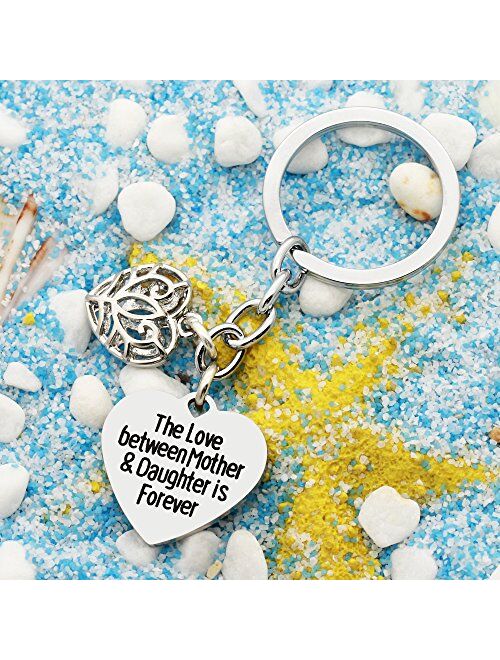 Mother's Day Gift Love Between Mother Daughter is Forever Double Heart Key Chain Ring for Family Women