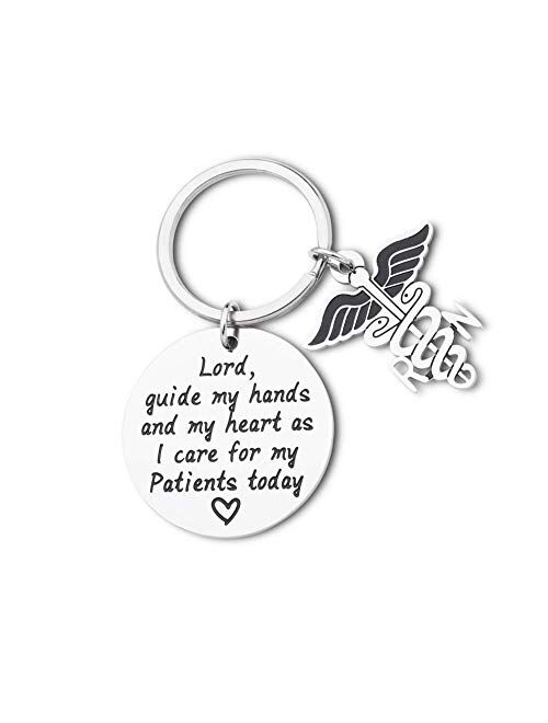 Nurse Prayer Keychain Gift for Nursing School Graduate Lord Guide My Hands Personalized Gift for Medical Students RN Graduation Birthday Christmas Gift for Nurse