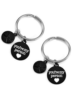 Top Plaza Set of 2 "You're My Person" Pinky Promise Antique Silver Alloy Key Chain Key Ring Valentines Christmas Gift W/box