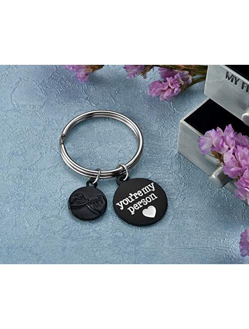 Top Plaza Set of 2 "You're My Person" Pinky Promise Antique Silver Alloy Key Chain Key Ring Valentines Christmas Gift W/box