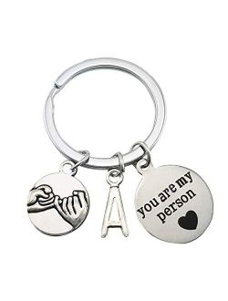 SELOVO Letter Initial Promise Charm Key Ring Friend Couple Pinky Promise Swear Keychain