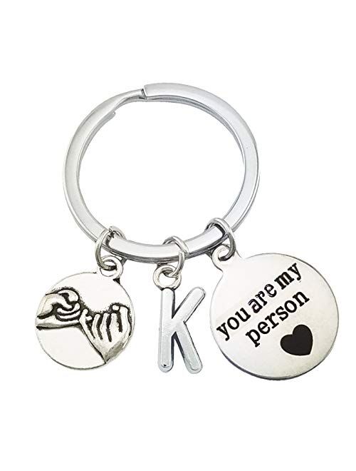 SELOVO Letter Initial Promise Charm Key Ring Friend Couple Pinky Promise Swear Keychain