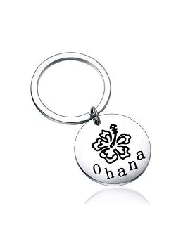 ENSIANTH Ohana Keychain Ohana Means Family Hibiscus Charm Keychain