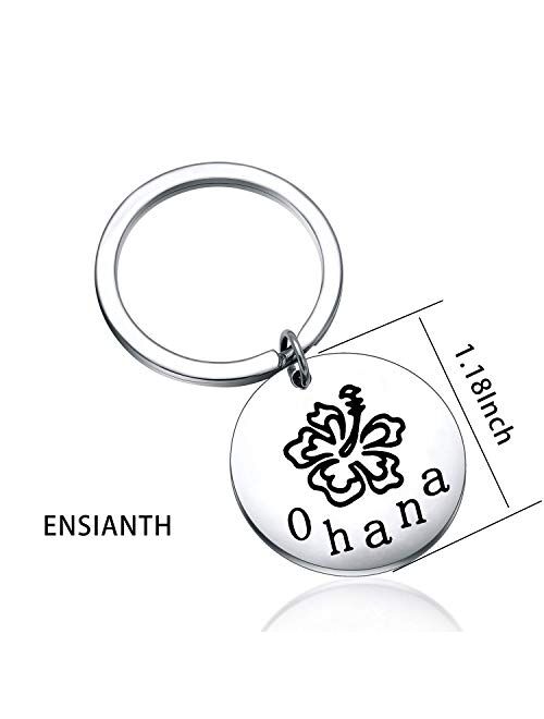 ENSIANTH Ohana Keychain Ohana Means Family Hibiscus Charm Keychain