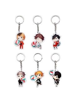 Haikyuu Keychains, 6 Pack Cute Anime Key Chains for Kids, Girls, Boys, Birthday Gifts