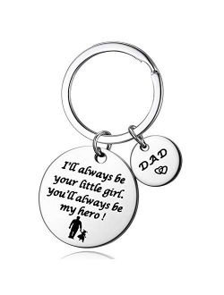 N /A Fatheras Day Gift - Dad Gifts from Daughter for Birthday Christmas, I'll Always Be Your Little Girl, You Will Always Be My Hero Keychain, Silver, 30MM