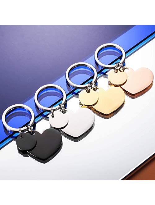 MeMeDIY Keychain Personalized Photo Engraving Name Date Photo Pictures Stainless Steel