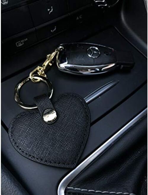 Cute Leather Keychain Heart Shape Leather Key Ring Car Key Holder