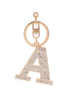 HOYUNLA Initial Letter Keychain Crystal Alphabet Keyring for Women Backpack Car Key Chain Decoration