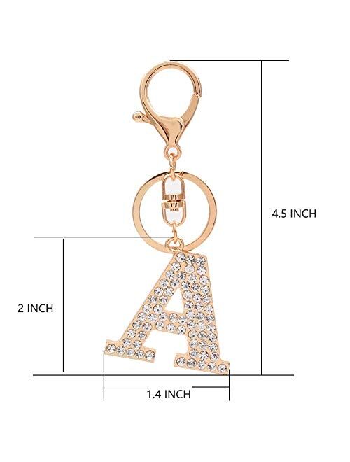 HOYUNLA Initial Letter Keychain Crystal Alphabet Keyring for Women Backpack Car Key Chain Decoration