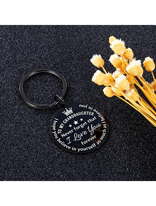to My Granddaughter Gifts Key Chain Inspirational Granddaughter Birthday Graduation Christmas from Grandma Grandpa to Girls Teenage Kids Never Forget That I Love You Fore