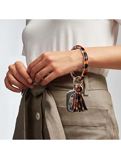 Keychain Bracelets-Leather Wristlet Keychain for Women,Tassel Key Ring Bracelet
