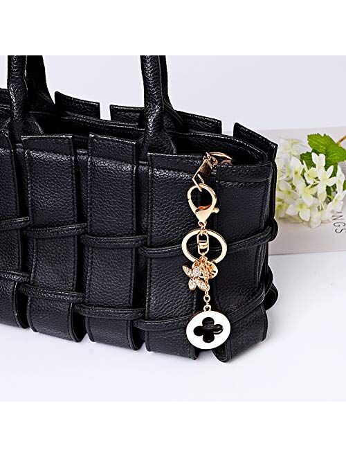 2 Pcs Keychains for Women, Charm Flower Crystal Rhinestone Car Key Chain Sparkling Key Ring Pendant for Purse, Handbag Bag Decoration