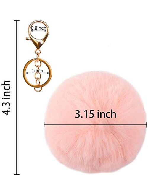 16pcs Pom Pom Keychain Fur Ball Keychain Pom Poms with Elastic Loop for Hats Shoes Gloves