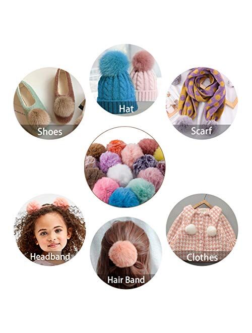 16pcs Pom Pom Keychain Fur Ball Keychain Pom Poms with Elastic Loop for Hats Shoes Gloves