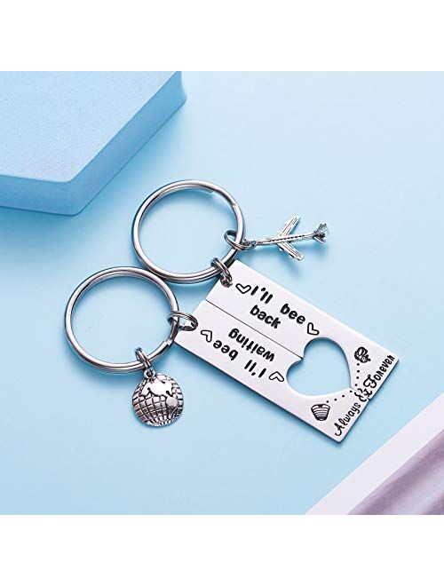 LParkin I'll Be Back I'll Be Waiting Puzzle Keychain Long Distance Relationships Gifts Couples Love Friendship Boyfriends