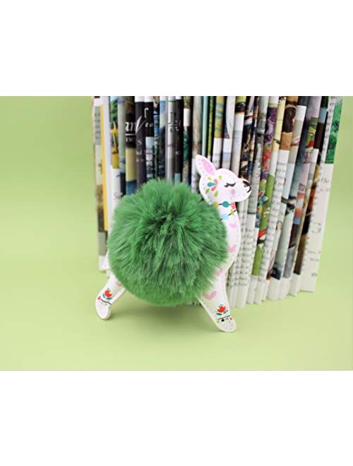 REAL SIC Alpaca/Llama Pom Pom Keychain - Faux Fur Fluffy Fuzzy Charm For Women & Girls