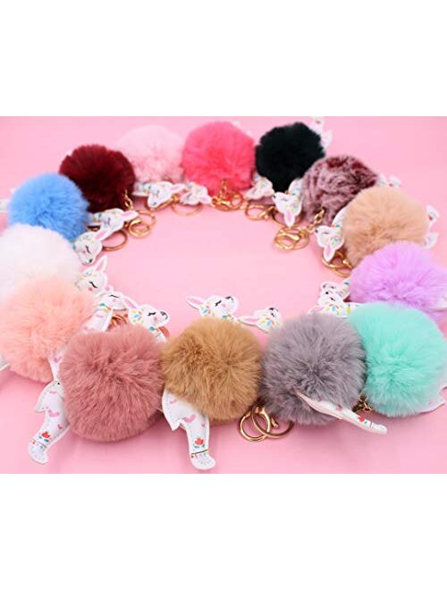 REAL SIC Alpaca/Llama Pom Pom Keychain - Faux Fur Fluffy Fuzzy Charm For Women & Girls