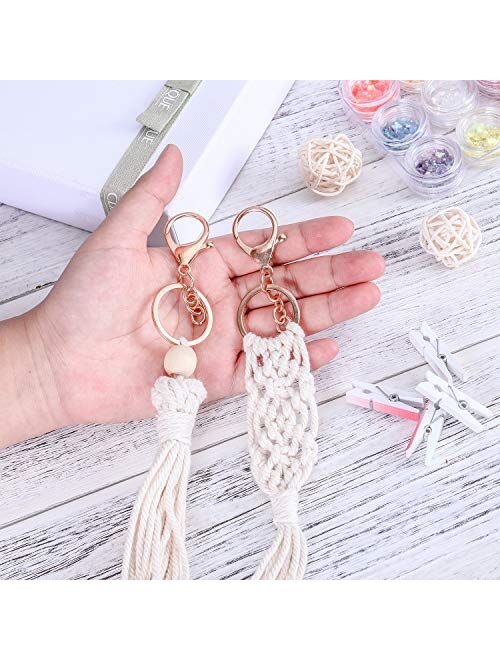 8 Pieces Mini Macrame Keychains Boho Macrame Bag Charms for Car Key Purse Phone Supplies
