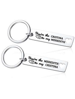 Soul Sisters Keychain for 2-2PCS You're The Cristina to My Meredith Ture Friends Key chain Set, Keyrings Inspired Greys Anatomy Best BFF Birthday Presents