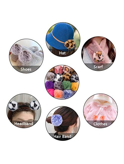 JOYYPOP 16 PCS Pom Poms Keychains Fluffy Faux Fur Colorful Pom Pom Balls for Girls Women (Leopard Mix Colors)