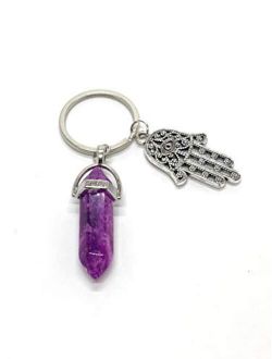 Bravo Team - Lucky Eye Magic Keychain Hamsa Charm with a Crystal Stone for Representing Spiritual Receptiveness, Power, Protection or Blessing, Great Gift, 1.5 x 3