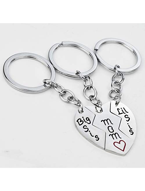 Miayon 3PCS Mother's Day Gifts from Daughter -Big Sis mom Little Sis, Stainless Steel Keychain Key Tag for Mothers Day, Birthday, Or Christmas Gift