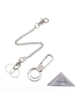 Keychain, Wisdompro Stainless Steel Key Clip and 8 inch Wallet Chain Pocket Keychain with Keyrings and Lobster Clasp for Keys, Belt Loop, Wallet, Pants, Jeans and Handbag