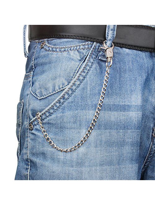 Keychain, Wisdompro Stainless Steel Key Clip and 8 inch Wallet Chain Pocket Keychain with Keyrings and Lobster Clasp for Keys, Belt Loop, Wallet, Pants, Jeans and Handbag
