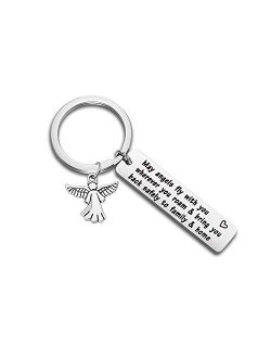 WUSUANED Traveller Keychain Gift May Angels Fly with You Wherever You Roam Bring You Back Safely to Family and Home