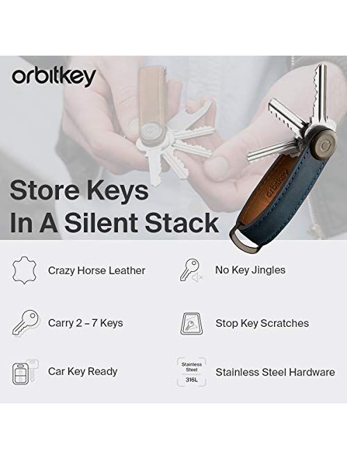 Orbitkey Crazy Horse Leather Key Organizer | Quiet Profile | Holds up to 7 Keys