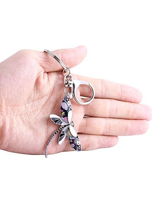 Luckeyui Cute Dragonfly Keychain for Women Unique Enamel Insect Keyring