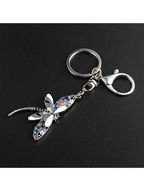 Luckeyui Cute Dragonfly Keychain for Women Unique Enamel Insect Keyring