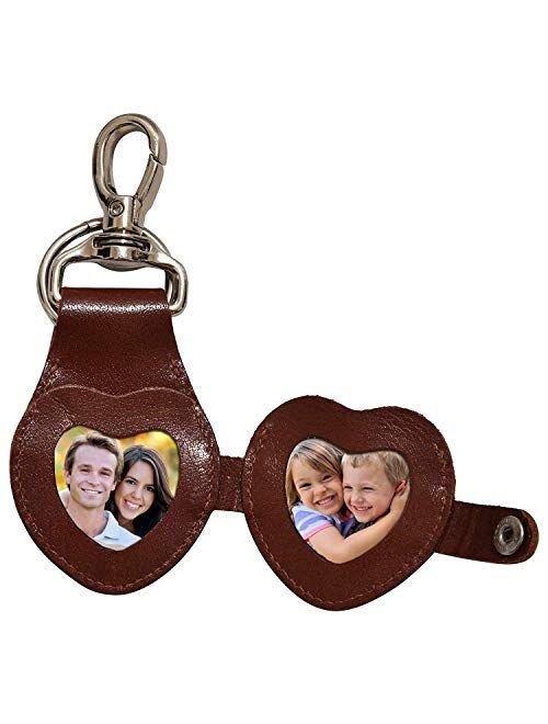 Wise Owl Accessories 3D Leather Keychain Cute Heart shape Leather Keyring Handbag Purse Charm Key Ring (heart-photoframe)