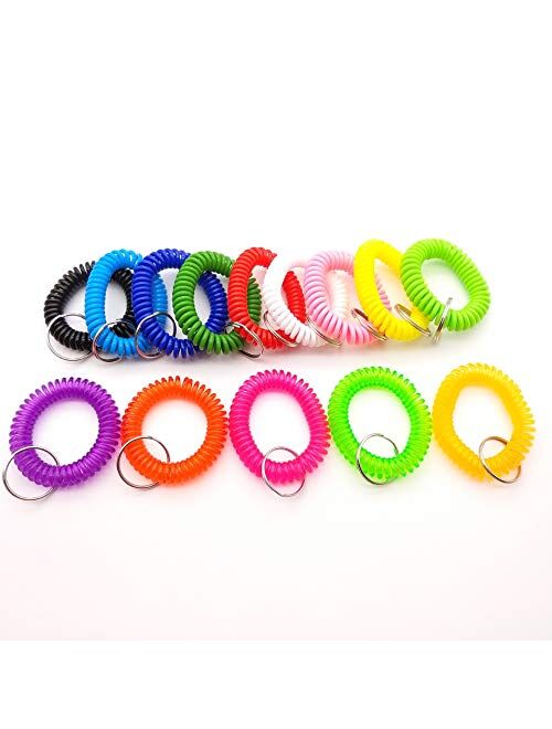 10PCS Mix-Colour Plastic Key Ring Bracelet Spring Coil Key Chain-Spiral Key Ring Keychain MUXIOM Random Color