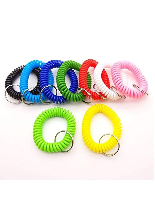 10PCS Mix-Colour Plastic Key Ring Bracelet Spring Coil Key Chain-Spiral Key Ring Keychain MUXIOM Random Color