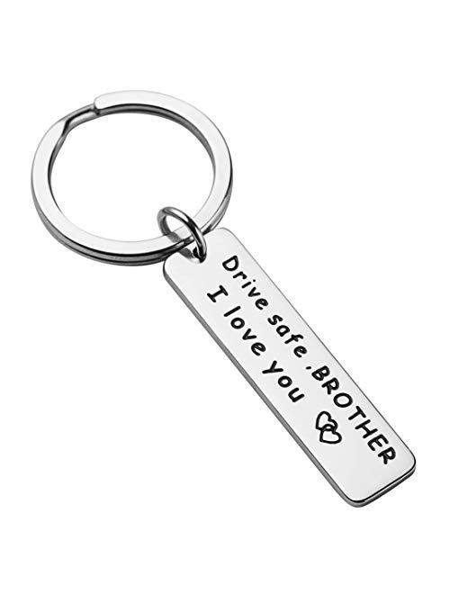 Ldurian Drive Safe Keychain, I Love You Keychain, Gift for Brother Dad Mom Sister Uncle, Family Jewelry, Safe Driving Keyring