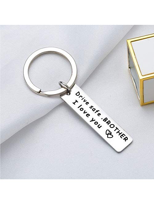 Ldurian Drive Safe Keychain, I Love You Keychain, Gift for Brother Dad Mom Sister Uncle, Family Jewelry, Safe Driving Keyring