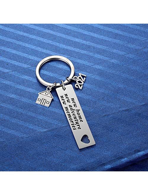 2021 New Home New Adventures New Memories Keychain Housewarming Gift for New Homeowners New House Keyring Moving in Together First Home Key Chain