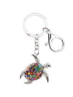 Enamel Metal Turtle Key chains For Women Girls Gifts Car Purse bag Tortoise Pendant Charms
