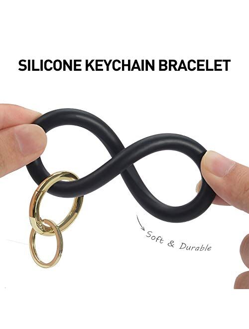 Keychain Bracelet,Silicon Wristlet Keychain Bangle Keyring Holder for Women Girl