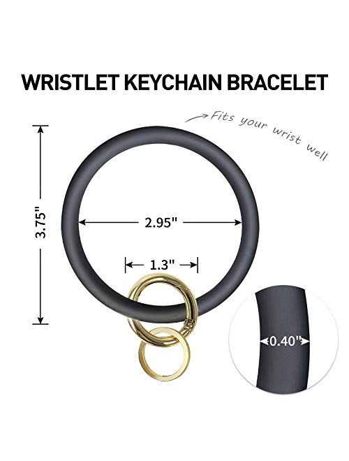 Keychain Bracelet,Silicon Wristlet Keychain Bangle Keyring Holder for Women Girl