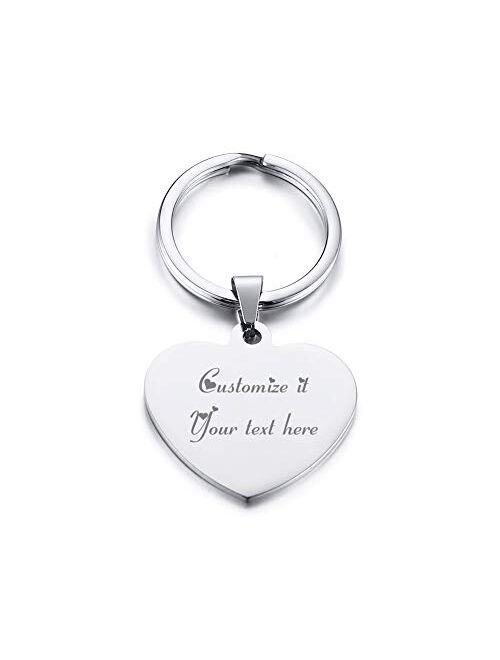 MPRAINBOW Custom Personalized Name Stainless Steel Heart Love Keychain Keyring Keychain for Girl Women,Mom Daughter GF Gift