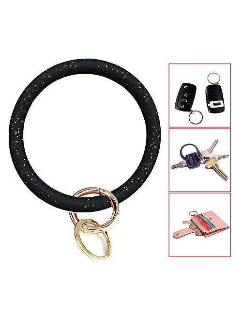 Bangle Key Ring Car Keychain - Silicone Round Key Ring Bracelet,Wristlet Keychains for Women