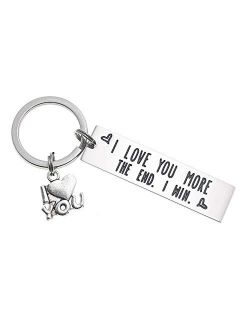 LParkin I Love You The Most The End I Win Love You More Mostest Keychain Couples Friendship Key Chain Cute Boyfriend Girlfriend Birthday Gifts for Him Her