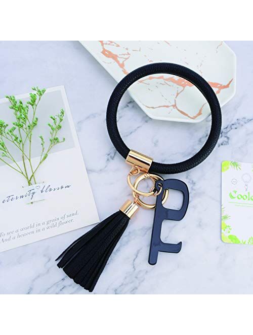 Coolcos Large Circle Bangle Keychain Touchless Door Opener Clean Key Germ Multitool Holder Upgraded Keyring Wristlet Bracelet